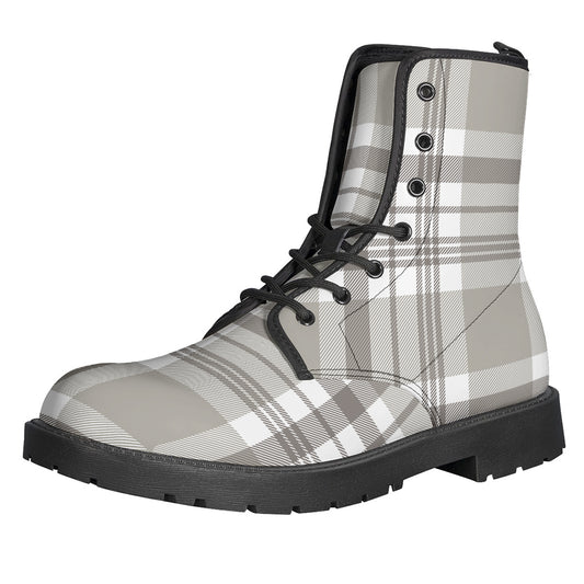 Grey And White Border Tartan Print Backpack