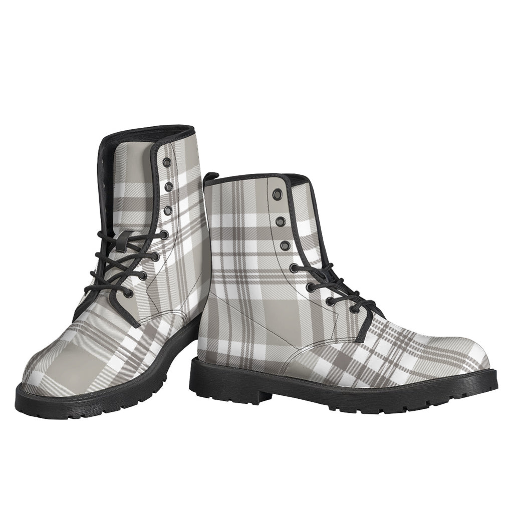 Grey And White Border Tartan Print Backpack