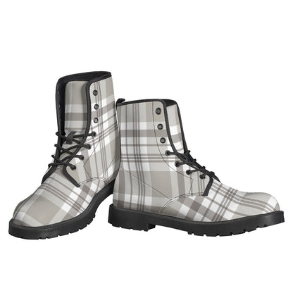 Grey And White Border Tartan Print Backpack