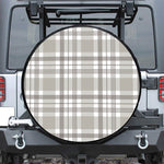 Grey And White Border Tartan Print Leather Spare Tire Cover