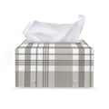 Grey And White Border Tartan Print Leather Tissue Box Cover
