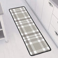 Grey And White Border Tartan Print Long Kitchen Mat
