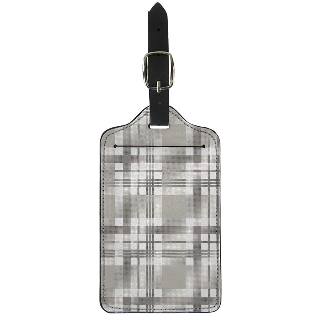 Grey And White Border Tartan Print Luggage Tag
