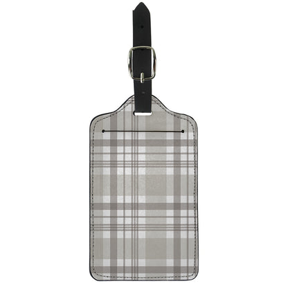 Grey And White Border Tartan Print Luggage Tag