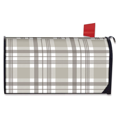 Grey And White Border Tartan Print Mailbox Cover