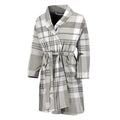 Grey And White Border Tartan Print Men's Bathrobe