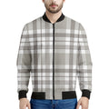 Grey And White Border Tartan Print Men's Bomber Jacket