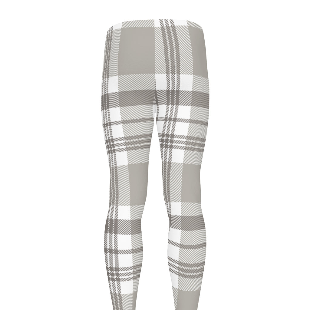 Grey And White Border Tartan Print Men's leggings