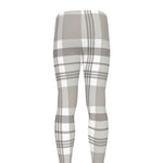 Grey And White Border Tartan Print Men's leggings