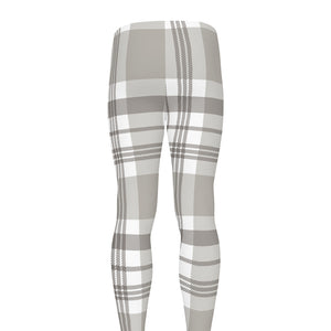 Grey And White Border Tartan Print Men's leggings