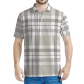 Grey And White Border Tartan Print Men's Polo Shirt