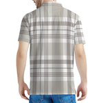 Grey And White Border Tartan Print Men's Polo Shirt