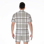 Grey And White Border Tartan Print Men's Rompers