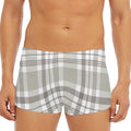 Grey And White Border Tartan Print Men's Short Boxer Briefs