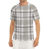 Grey And White Border Tartan Print Men's Short Sleeve Rash Guard