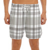 Grey And White Border Tartan Print Men's Split Running Shorts