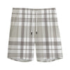 Grey And White Border Tartan Print Men's Sports Shorts