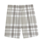 Grey And White Border Tartan Print Men's Sports Shorts