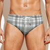 Grey And White Border Tartan Print Men's Swim Briefs