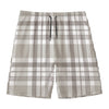 Grey And White Border Tartan Print Men's Swim Trunks