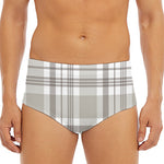 Grey And White Border Tartan Print Men's Triangle Swim Briefs