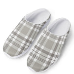 Grey And White Border Tartan Print Mesh Casual Shoes