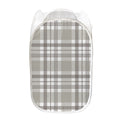 Grey And White Border Tartan Print Mesh Laundry Hamper