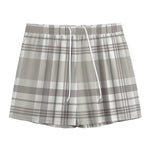 Grey And White Border Tartan Print Mesh Shorts