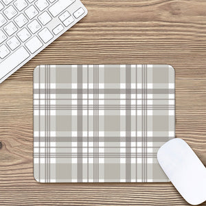 Grey And White Border Tartan Print Mouse Pad