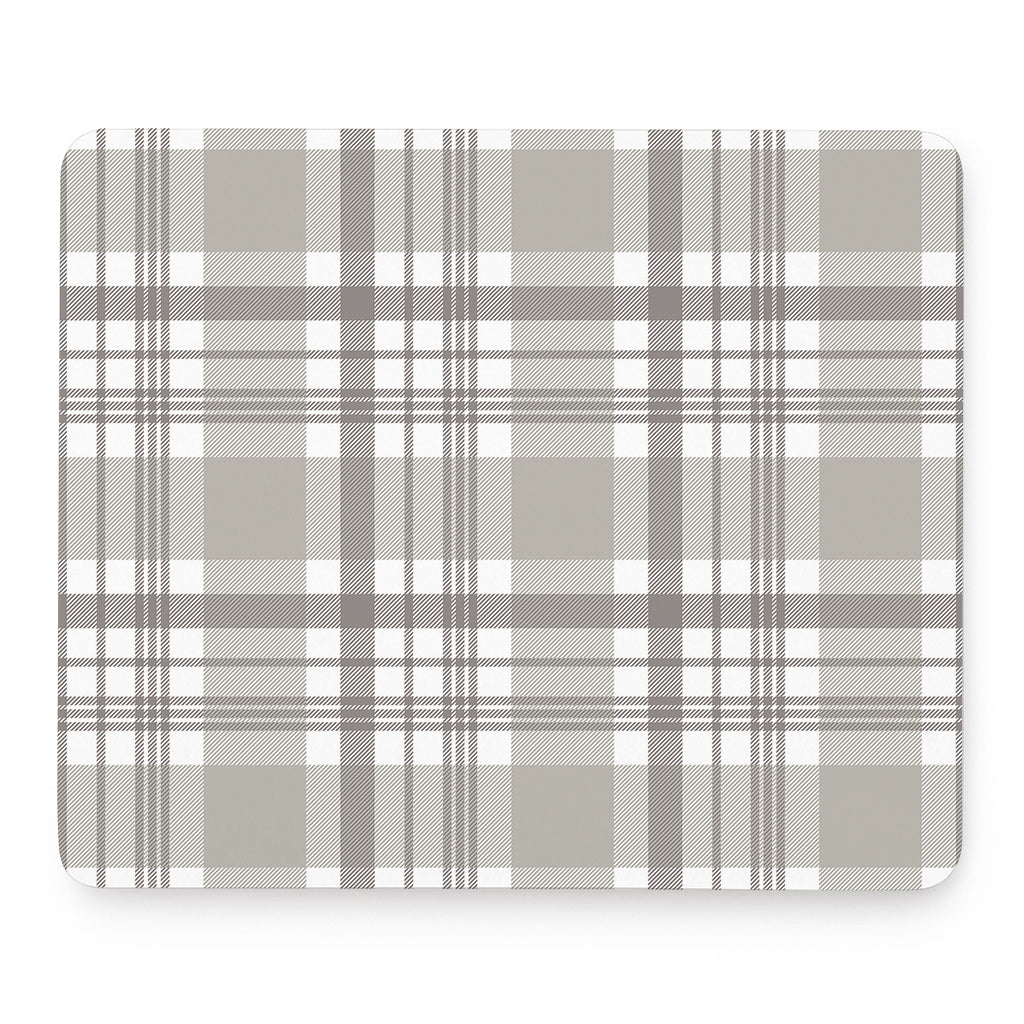 Grey And White Border Tartan Print Mouse Pad