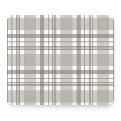 Grey And White Border Tartan Print Mouse Pad