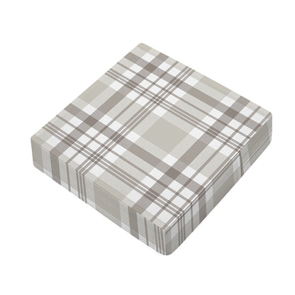 Grey And White Border Tartan Print Outdoor Seat Cushion Cover