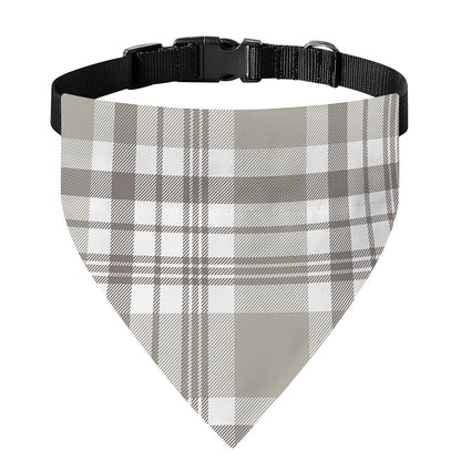 Grey And White Border Tartan Print Over The Collar Dog Bandana