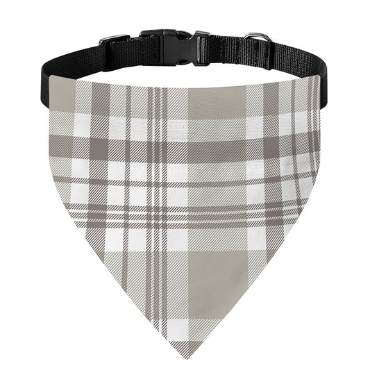 Grey And White Border Tartan Print Over The Collar Dog Bandana