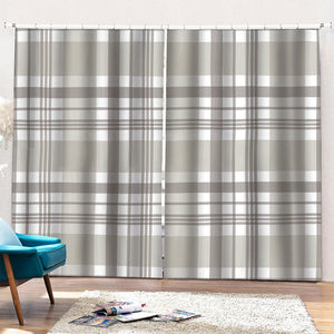 Grey And White Border Tartan Print Pencil Pleat Curtains