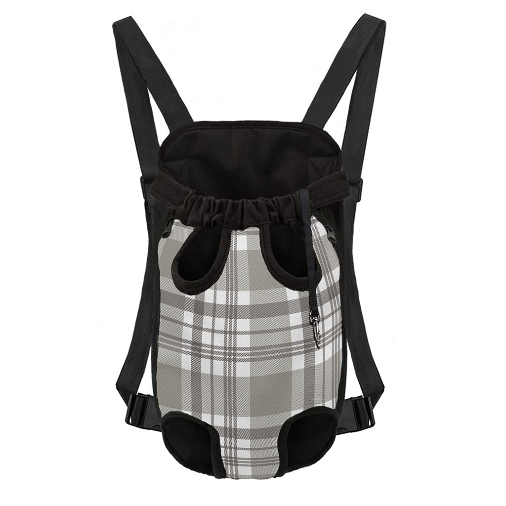 Grey And White Border Tartan Print Pet Carrier Backpack
