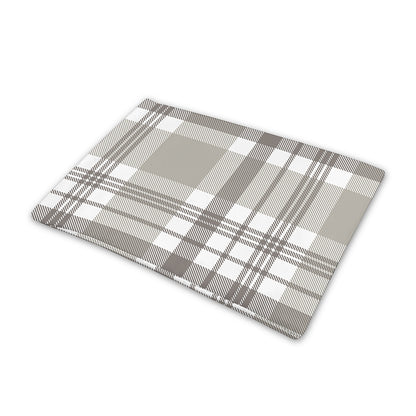 Grey And White Border Tartan Print Pet Cooling Mat Cover