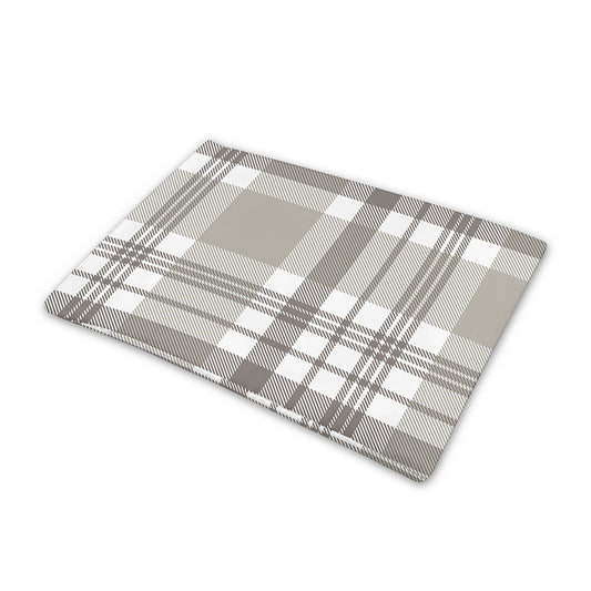 Grey And White Border Tartan Print Pet Cooling Mat Cover