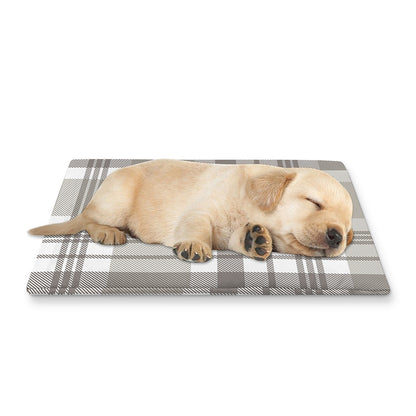 Grey And White Border Tartan Print Pet Cooling Mat Cover