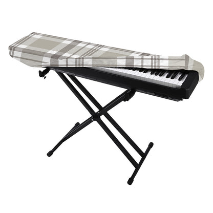 Grey And White Border Tartan Print Piano Keyboard Cover