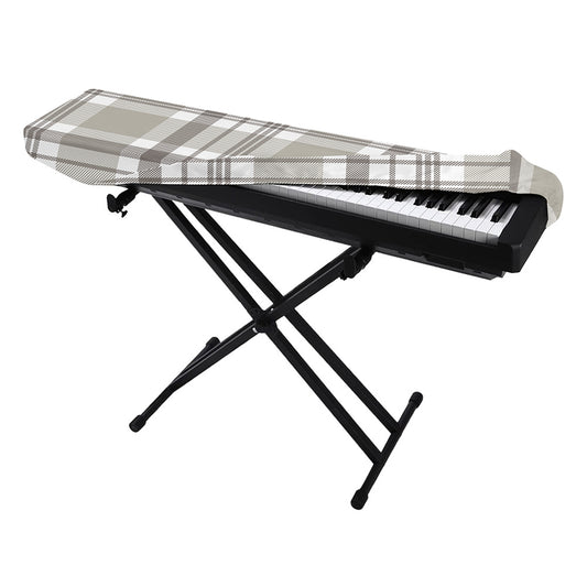 Grey And White Border Tartan Print Piano Keyboard Cover