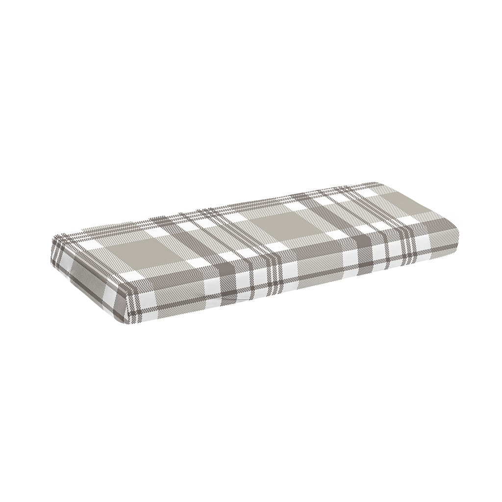 Grey And White Border Tartan Print Piano Keyboard Cover