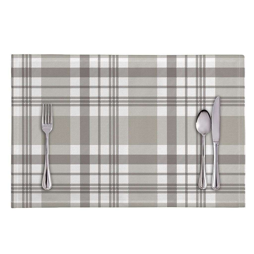 Grey And White Border Tartan Print Placemat