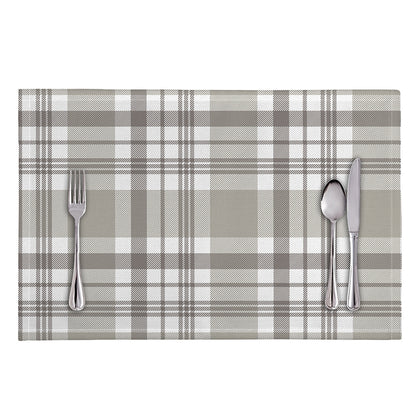 Grey And White Border Tartan Print Placemat