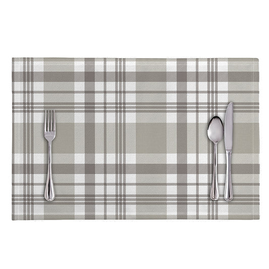 Grey And White Border Tartan Print Placemat