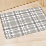 Grey And White Border Tartan Print Polyester Doormat