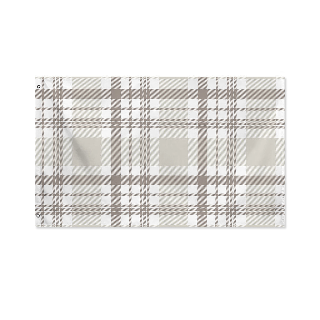 Grey And White Border Tartan Print Polyester Flag