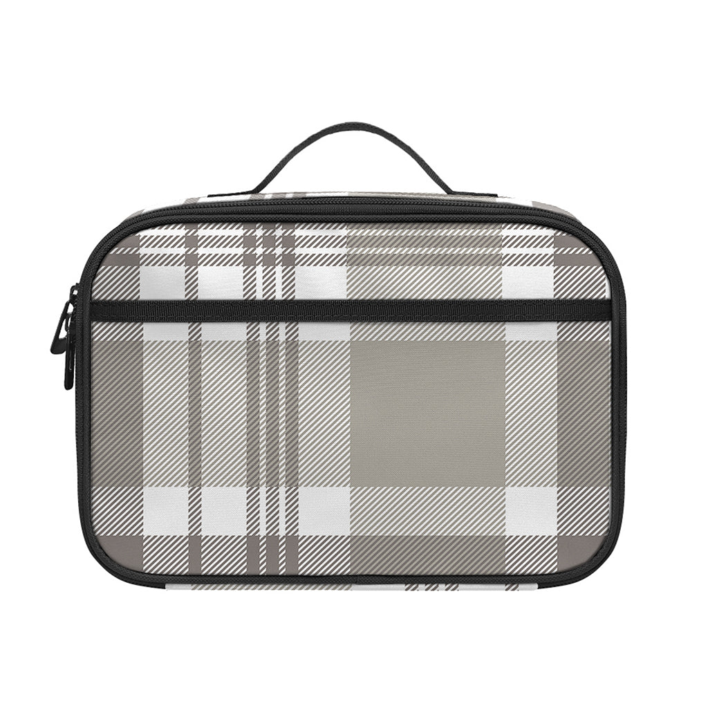 Grey And White Border Tartan Print Portable Lunch Bag