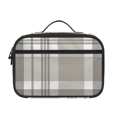 Grey And White Border Tartan Print Portable Lunch Bag