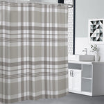 Grey And White Border Tartan Print Premium Shower Curtain